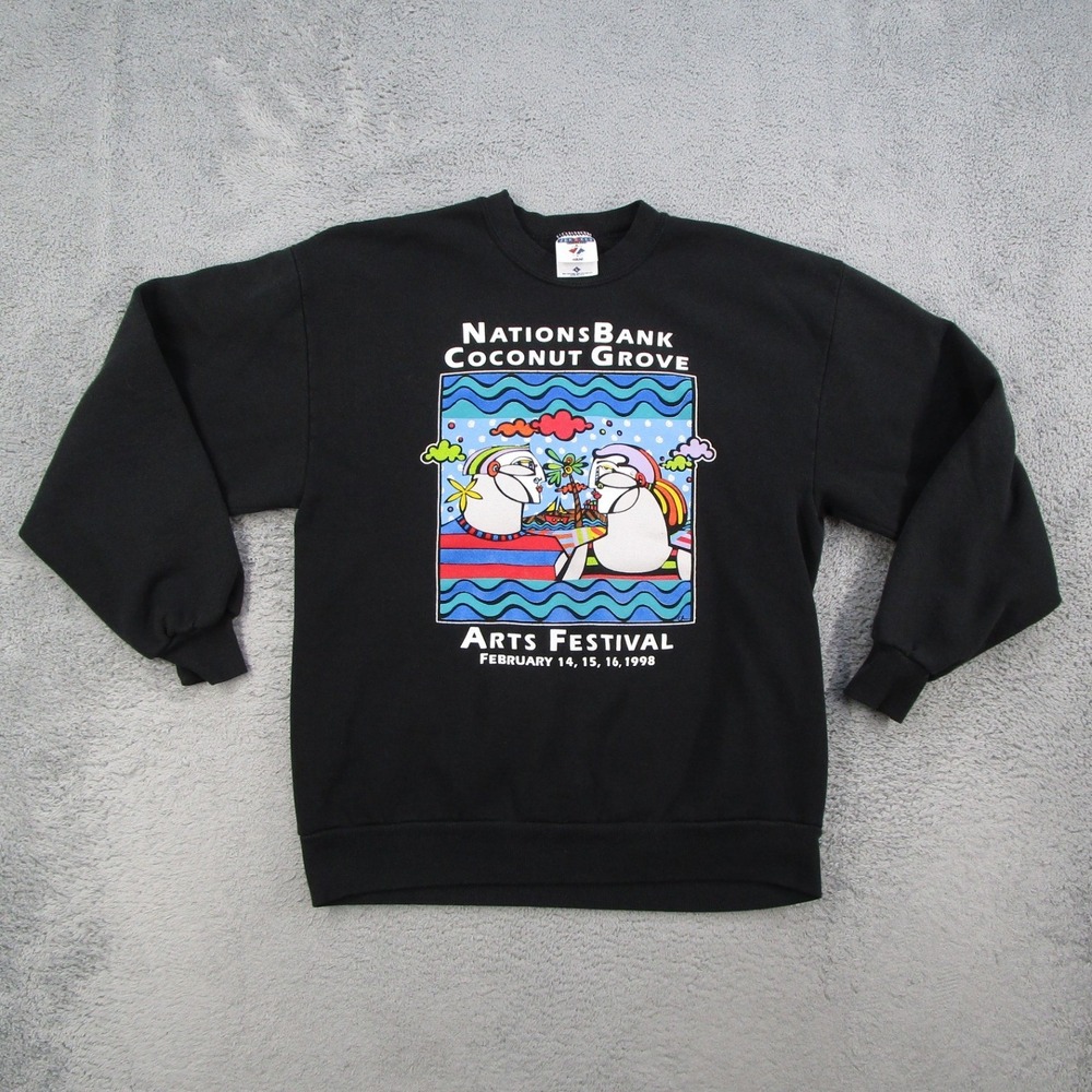 Vintage 1998 Coconut Grove Arts Festival Jerzees Sweatshirt Black Mens Large